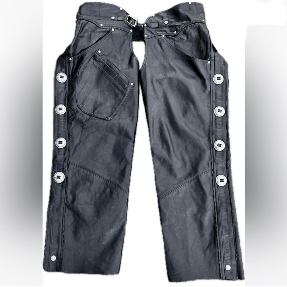 Harley-Davidson Classic Black Leather Biker Chaps Size XXL